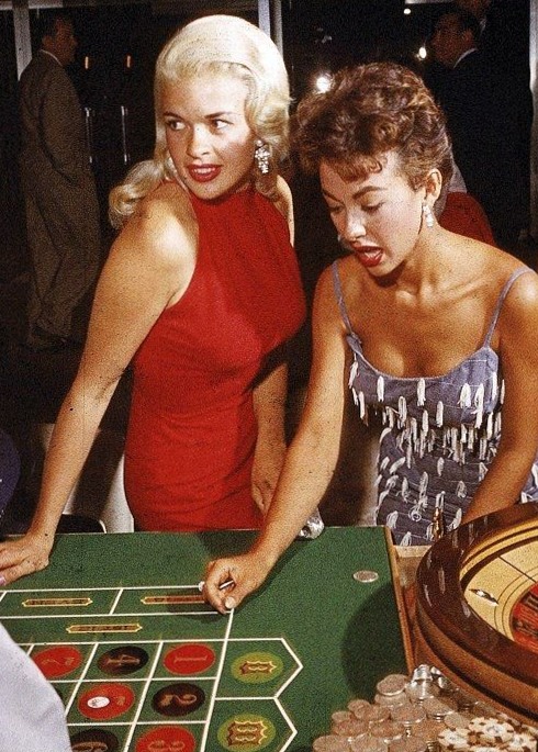🖼️ 🖼️ Jayne Mansfield & Rita Moreno in Neon Vegas Glam, 1955 | midnight city mood