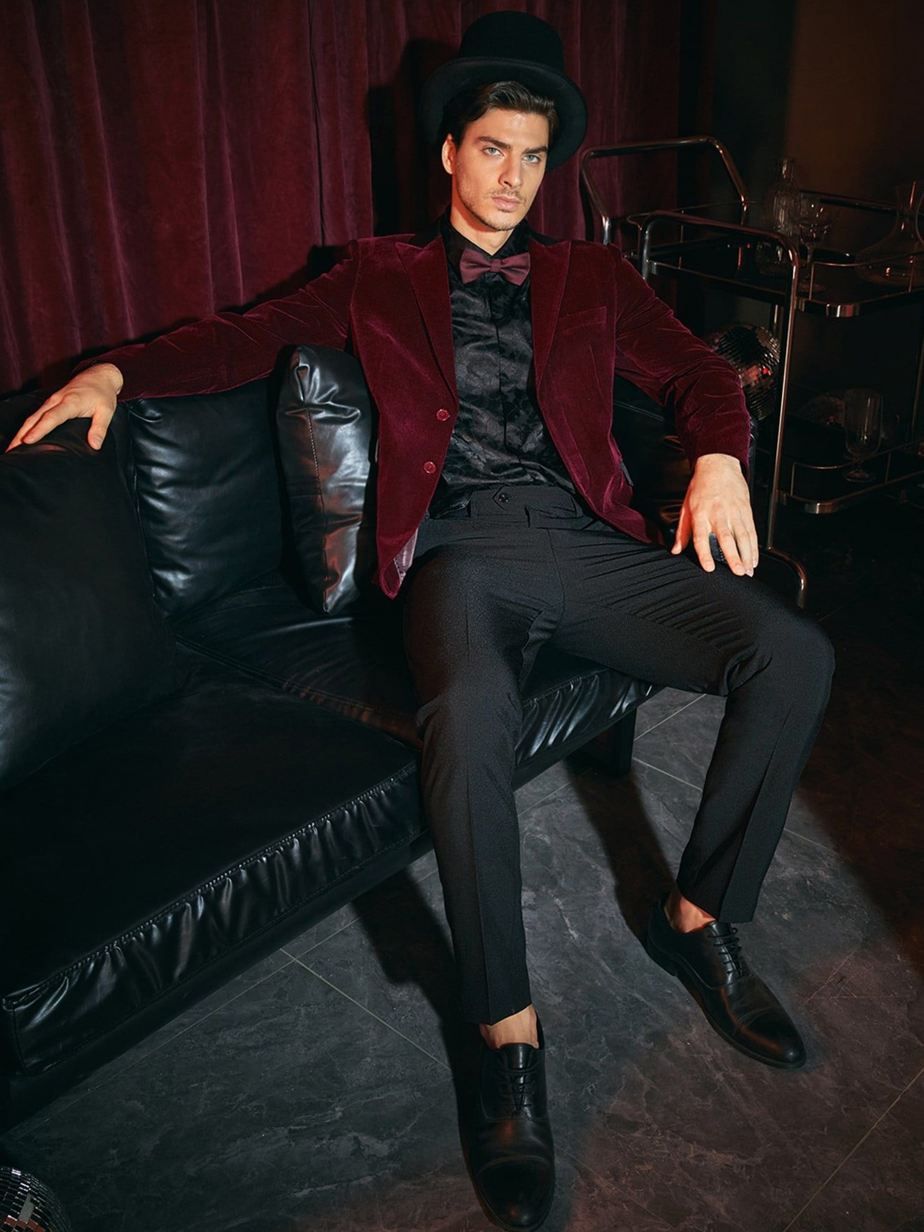 Neon Lapel Blazer & Tailored Suit Pants for Vintage Glam Parties — graphic desig 159