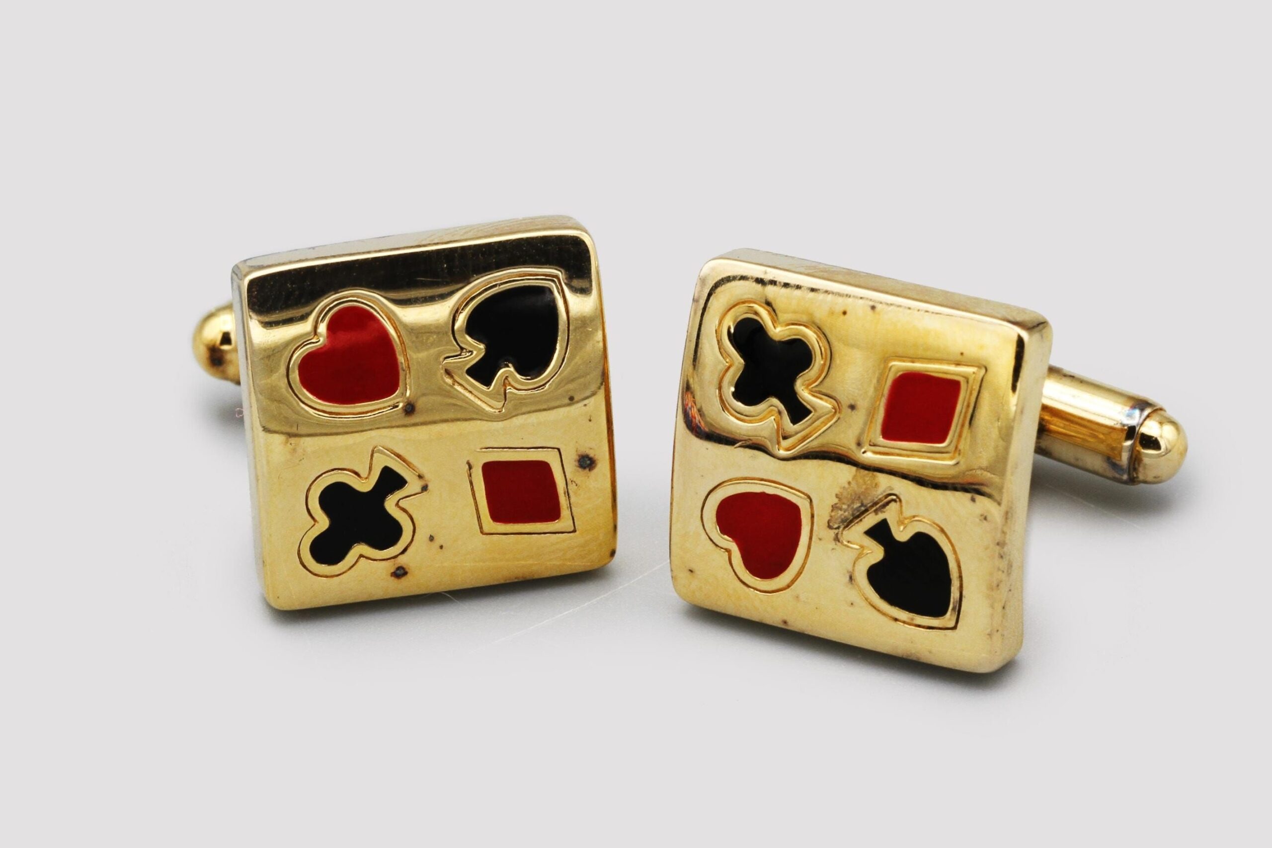 Neon Poker Cufflinks — Gilded Luxury, Vintage Game Art, Sleek Silver Spade Desig 183