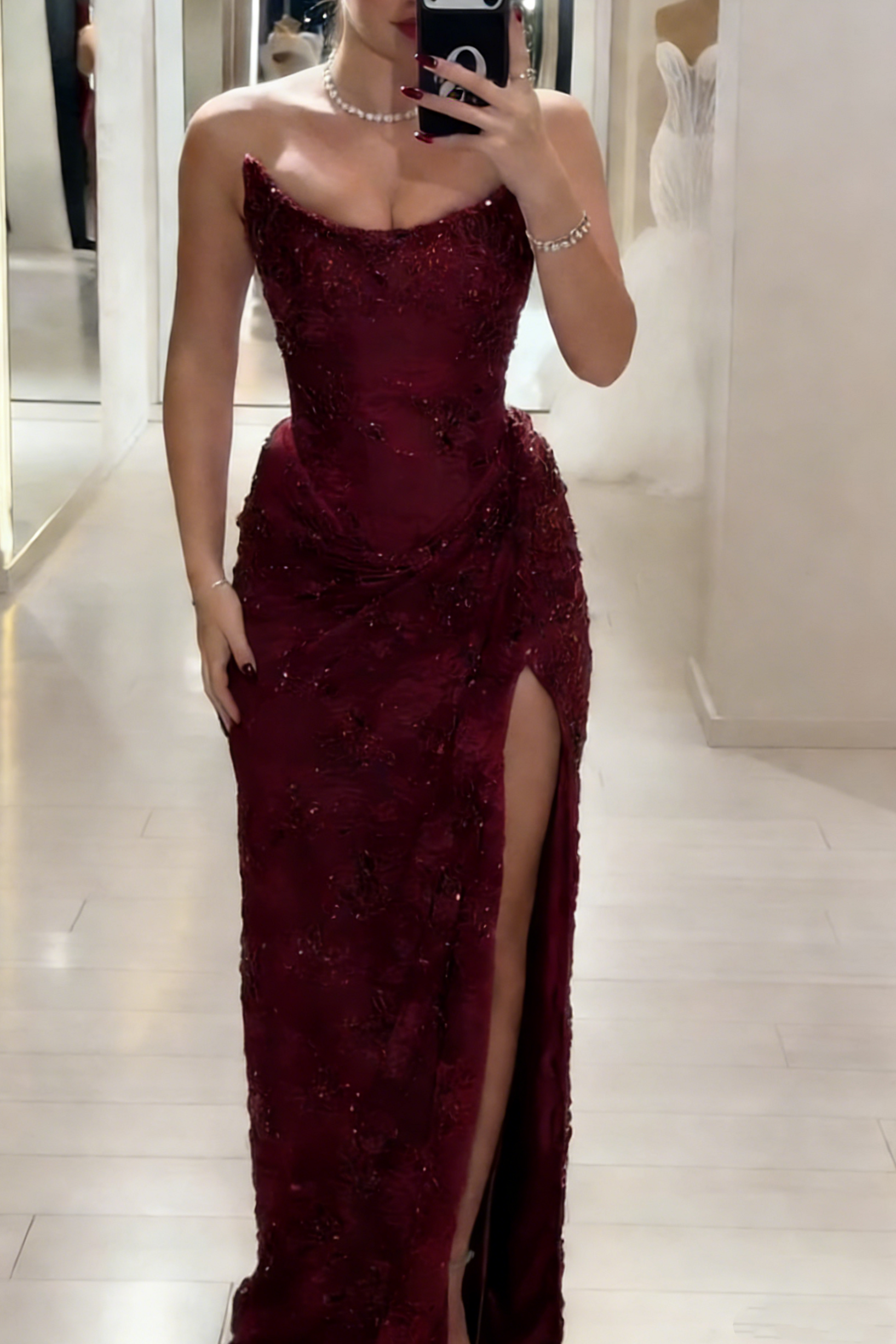 🌸 🌼 Strapless Brown Lace Mermaid Dress with Bold Neon Trim and Vintage Flair 100