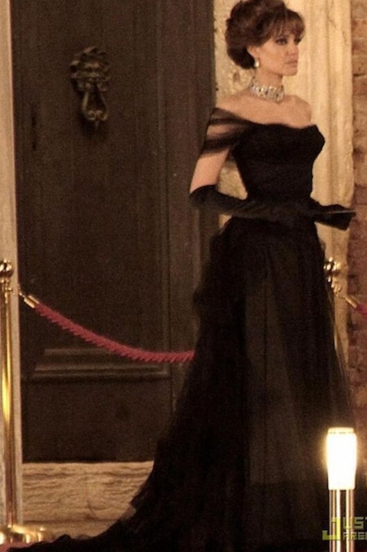 ✦ vintage soul modern heart ✦ Neon-Lit Vintage Gown in Black, Off-Shoulder Glam  723