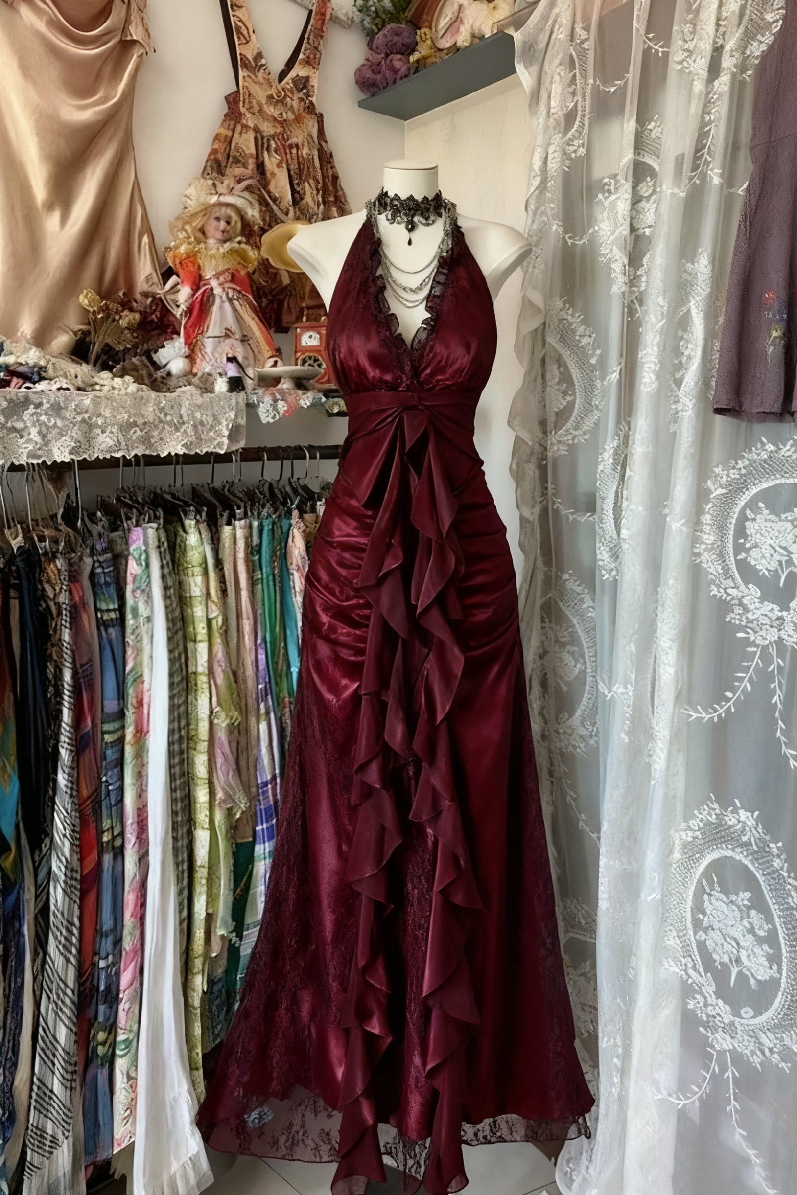 1920s inspired design ✧ Neon-Esque Vintage Glam: Bold Backless A-Line Chiffon Go 913