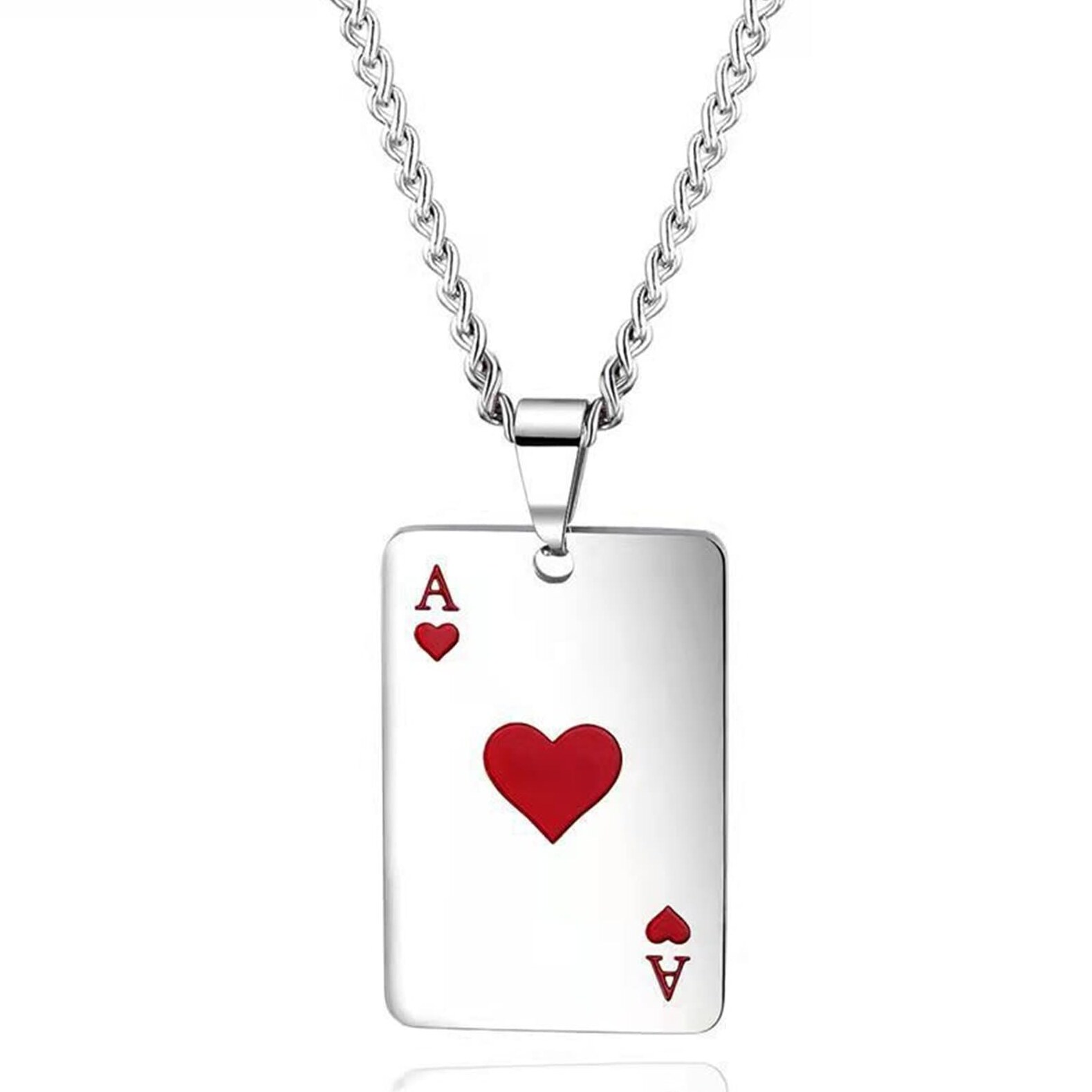 Ace of Spades Pendant Necklace in Sleek Silver Neon Edge — 🌻 🌼 596