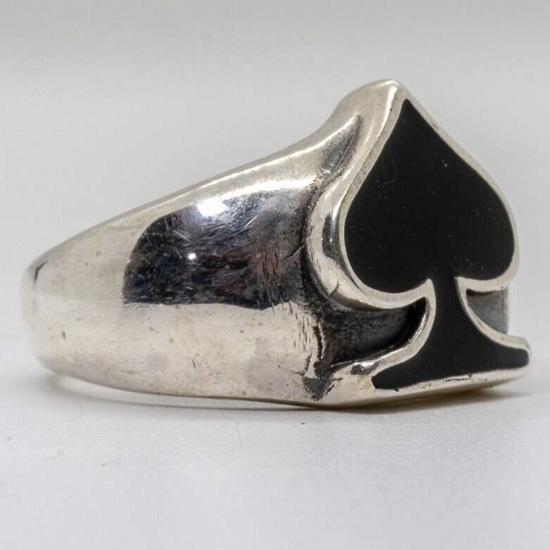 aesthetic mood booster: 👑 ✨ Neon Spade Elegance Vintage Silver Ring 487