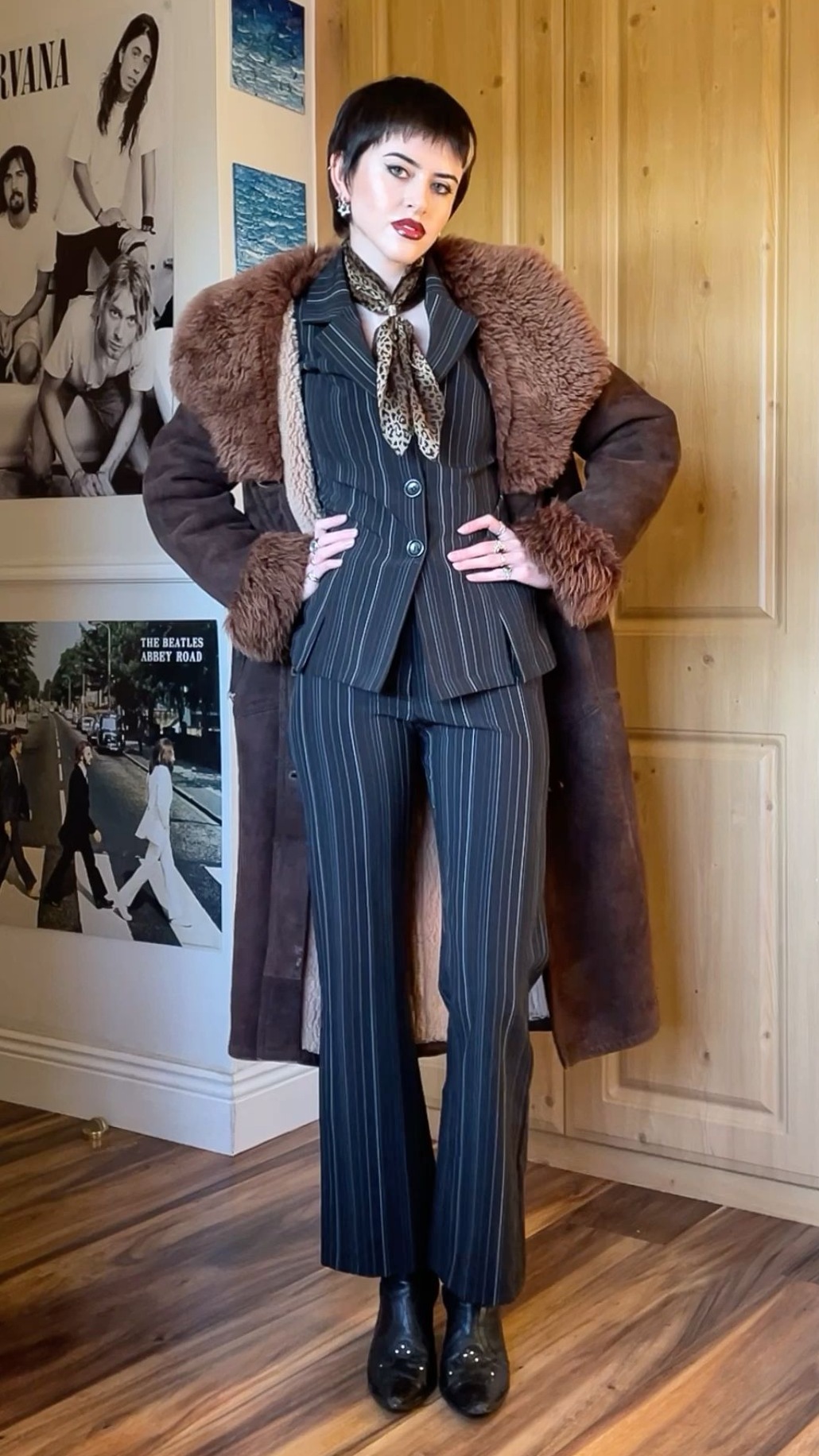 antique treasure hunt ✧ Neon Whispers of a Vintage Suit and Afghan Coat 👠 662