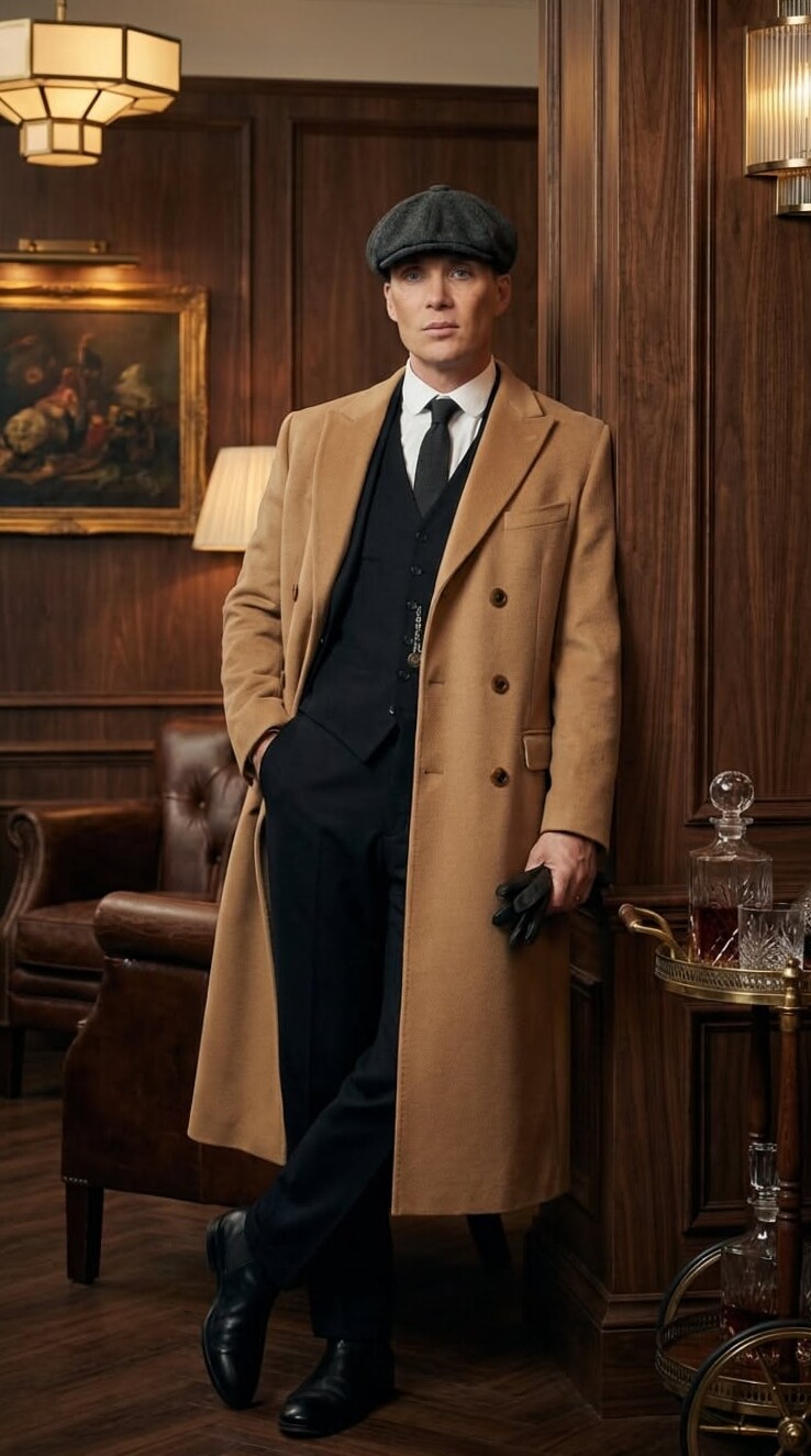 ✦ antique treasure hunt ✦ Timeless Camel Overcoat in Vintage Neon Hues – Peaky B 312