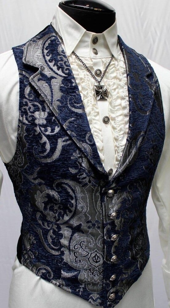 Aristocrat Vest in Blue/Silver Tapestry – Vintage Neon Elegance ⟐ creative corne 473