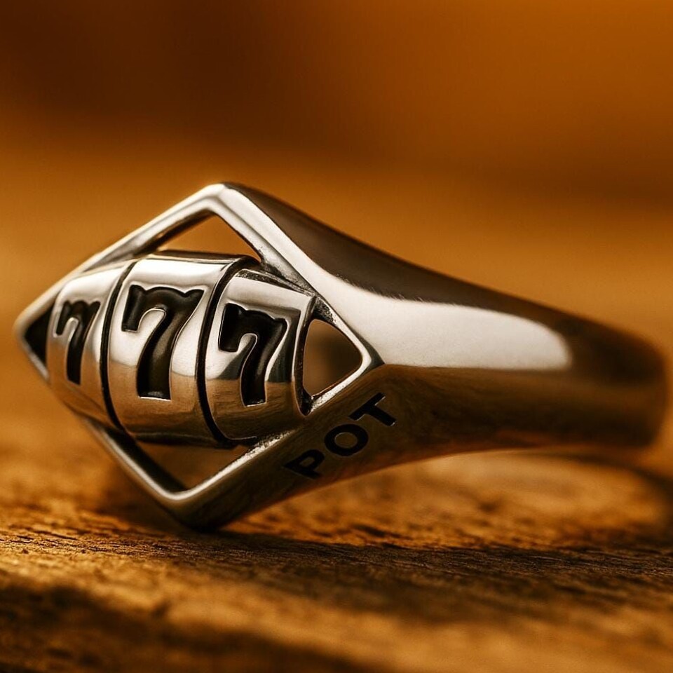 art deco elegance: Silver Triple Ring with Glow-In-The-Dark Slots & Vintage Vibe 830