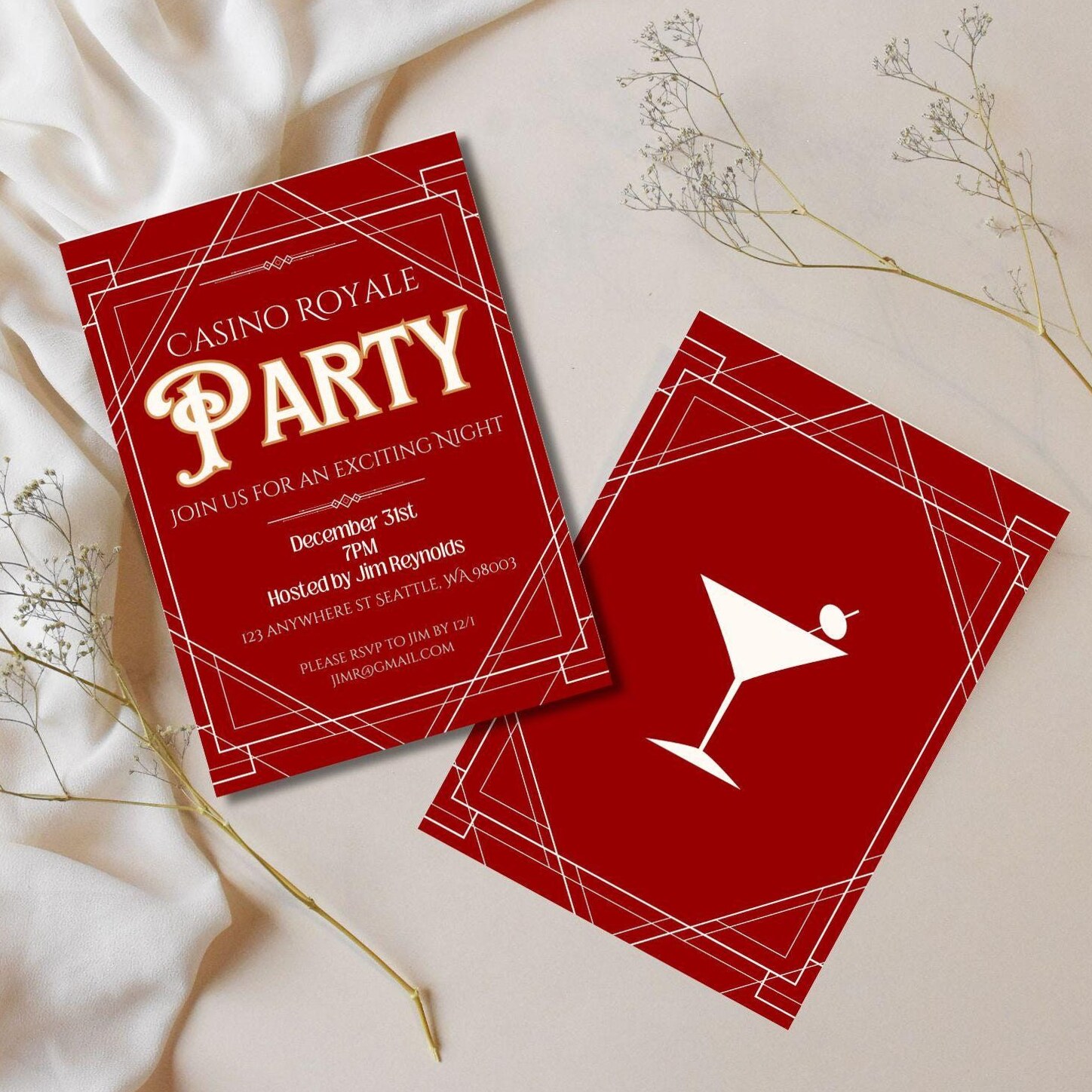 🔸 Art Deco Glamour Party Invite — Neon Vintage Royale Soirée Design | luxury nig 219