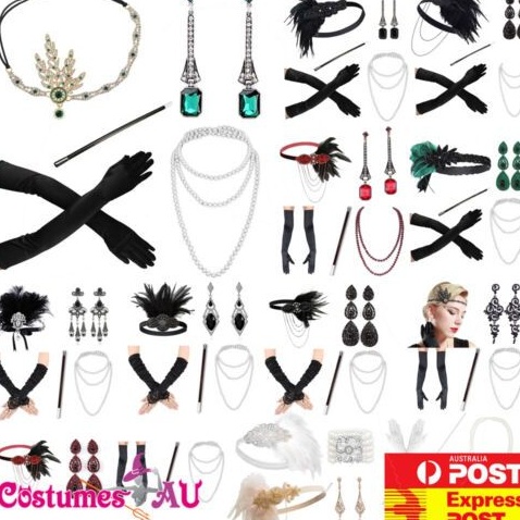 beauty in details • 1920s Gatsby Glam Set Neon Flapper Jewelry Vintage Party Cos 237