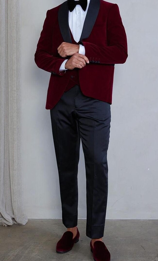 beauty in details ✧ Luxury Red Mens Tuxedo Ensemble in Neon Glow 👒 957