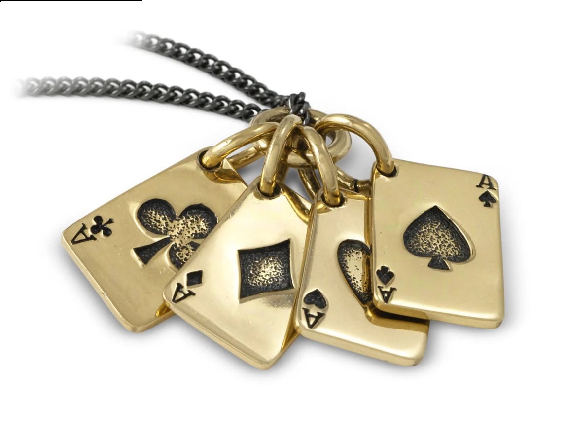 Bronze Aces Necklace with Glowing Neon Details and Retro Glam Vibe ✈️ 326