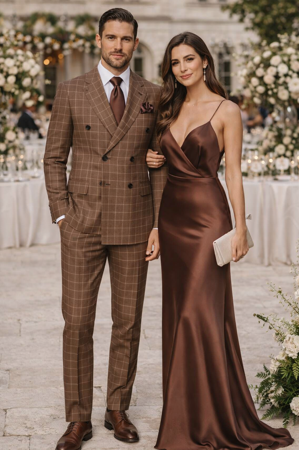 🔸 🧿 ⟡ Brown Plaid Wool Suits Neon Baggy Pleats Vintage Luxe Fit 528