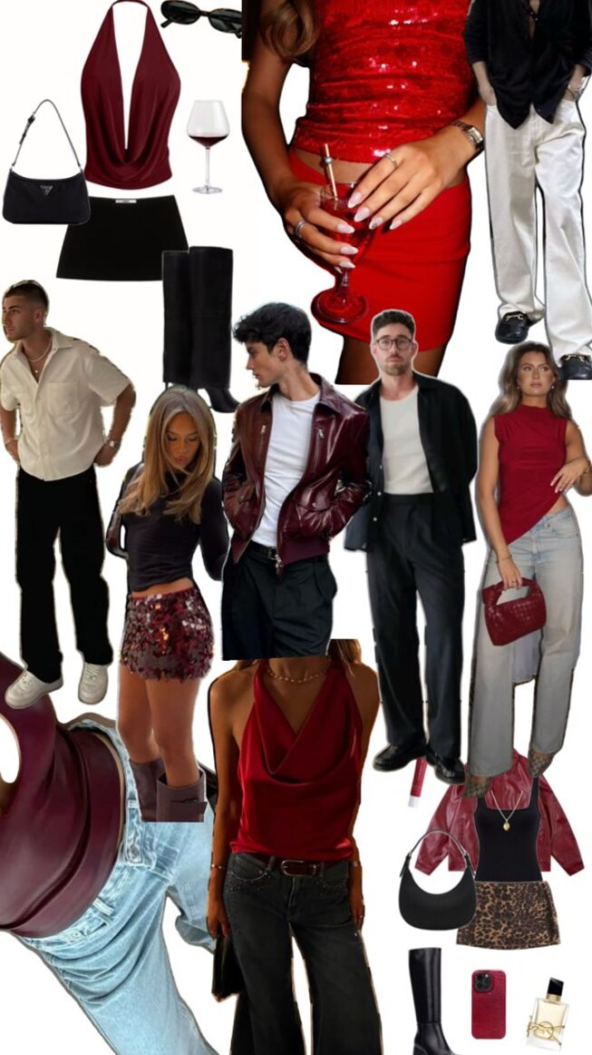 🌟 👠 🍾 Burgundy Glow Partywear in Neon Vintage Elegance 223