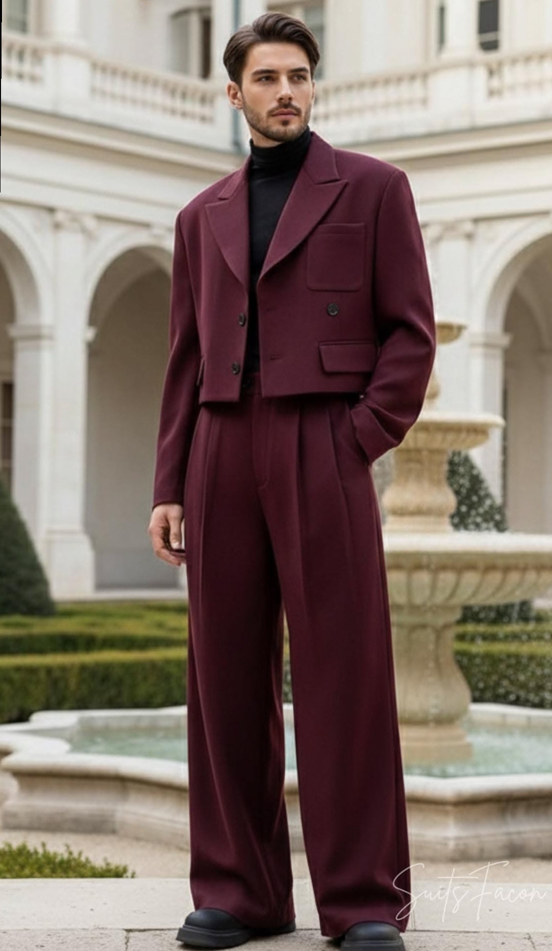 Burgundy Glow Suit Set, Neon Elegance & Vintage Edge — 🕶️ 🧣 308