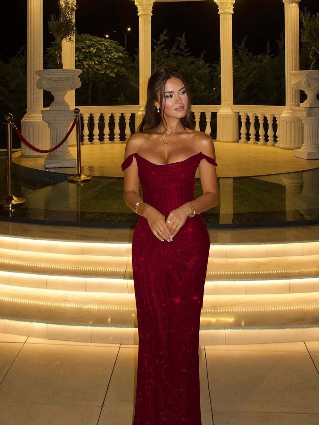 Burgundy Mermaid Elegance with Beaded Illusions • 🏨 🌴 627