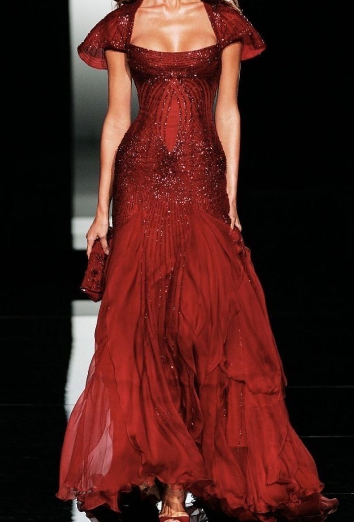Burgundy Mermaid Prom Gown with Short Sleeves and U-Neckline for Luxe Evening El 728