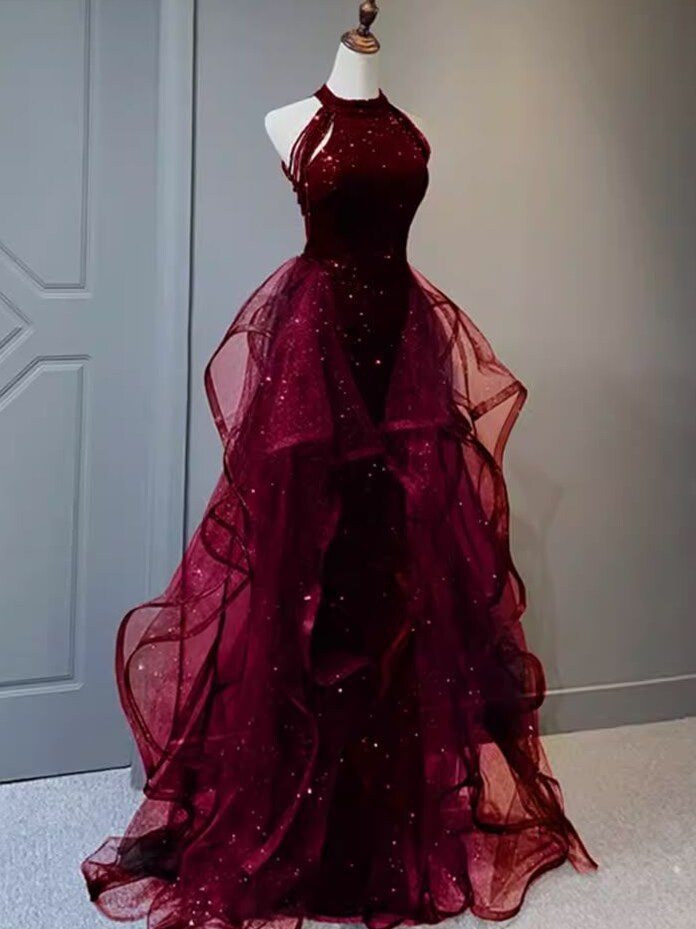 🎰 🎞️ | Burgundy Sequin Sheath Dress with Glittering Vintage Neon Elegance | gath 183