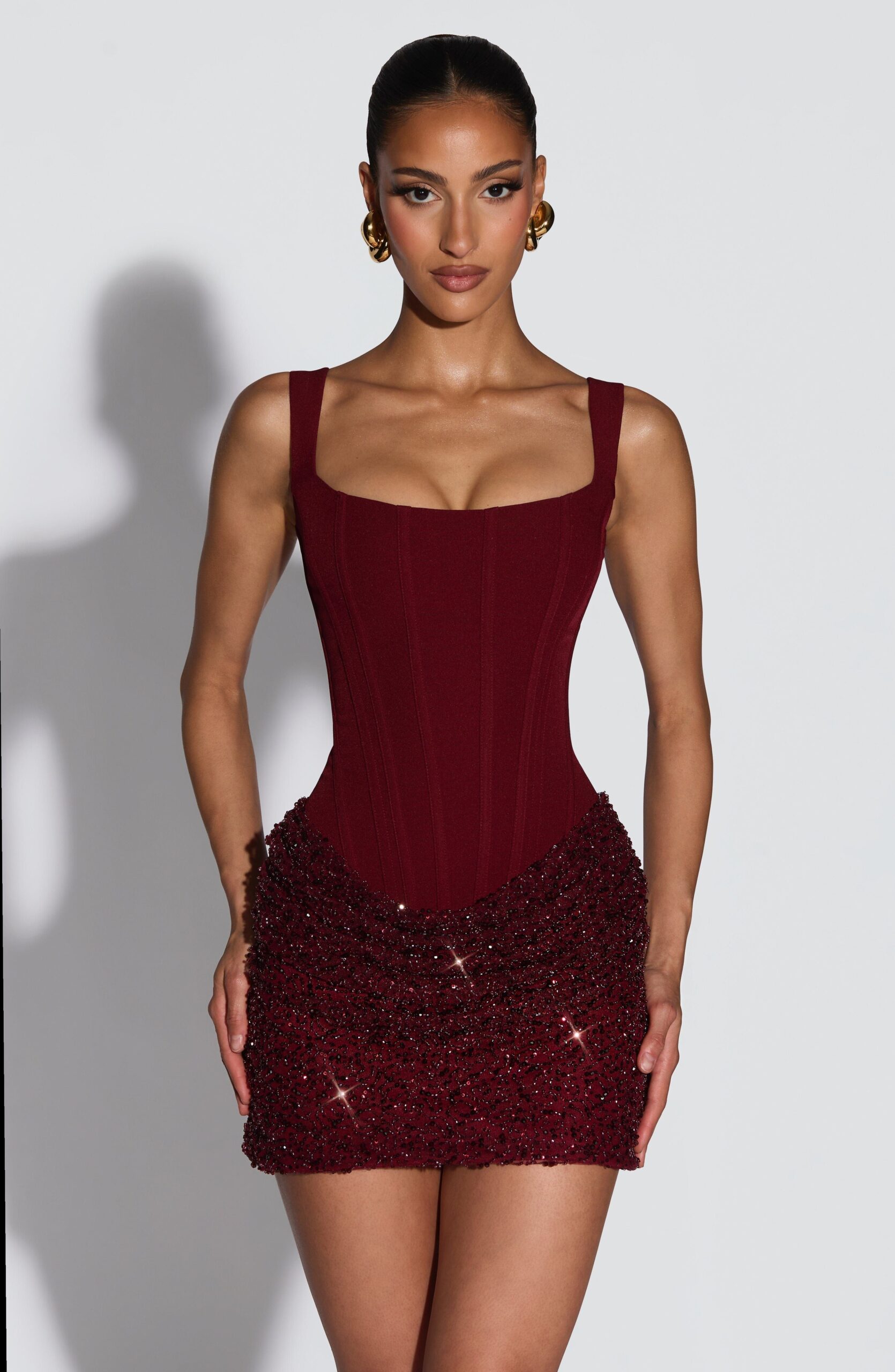 Burgundy Whispers: Neon-Infused Vintage Elegance — beauty in details 🏖️ 🏨 755