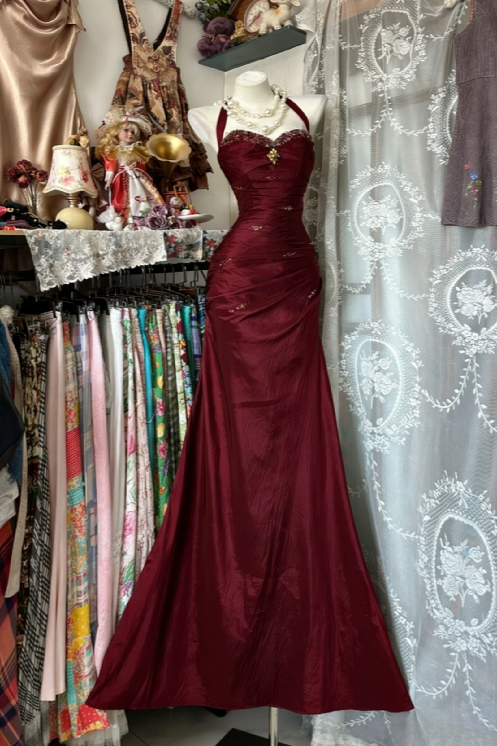 Celestial Blue Halter Sheath Dress | Vintage Beaded Evening Elegance • 🌹 🌹 962