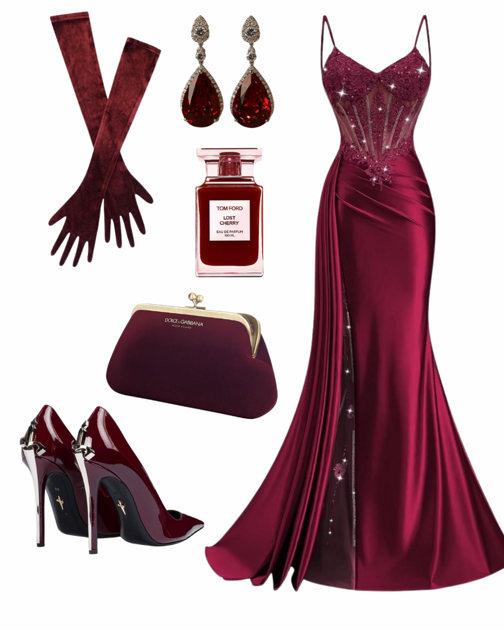 Cherry Velvet Glam | Neon Touch Red Party Ensemble ⟐ art of living well 313