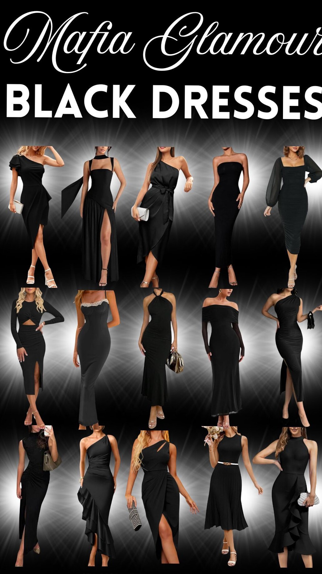 💜 🔮 | Chic Neon Glam: Vintage-Inspired Semi-Formal Black Dress Collection | midn 251