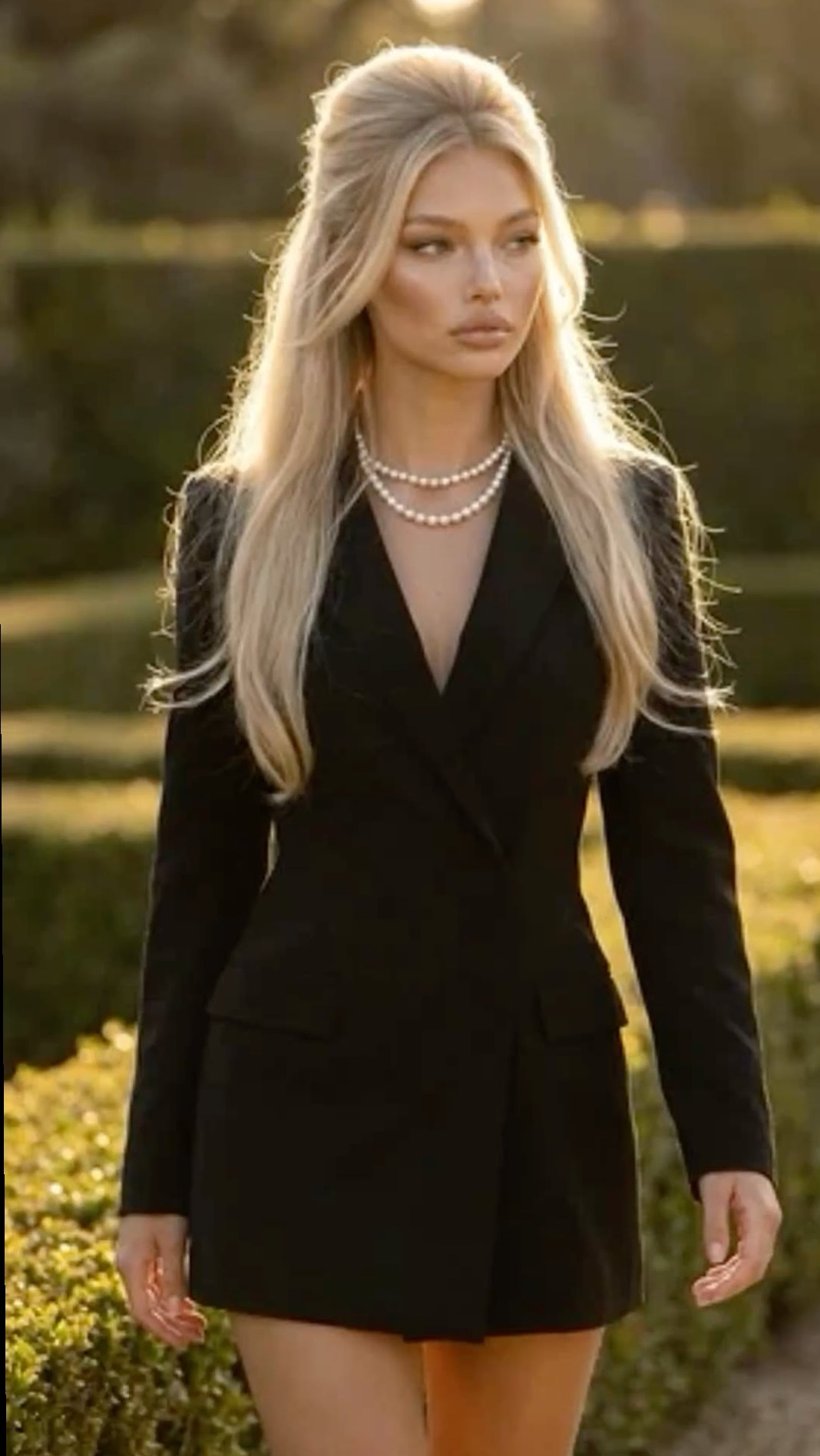 👑 ✨ ✦ Classic Black Blazer Dress in Neon Luxe Vintage Style 631