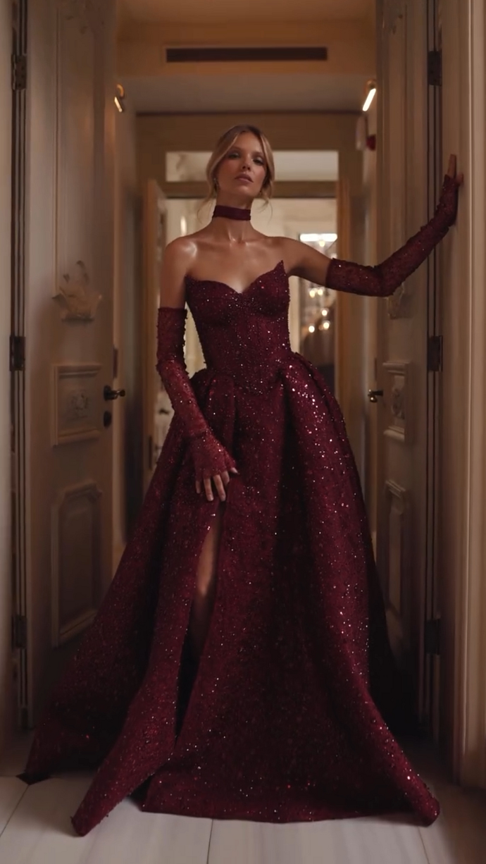 creative chronicles ✧ Neon-Infused Vintage Red Formal Gown 🥂 🖤 987