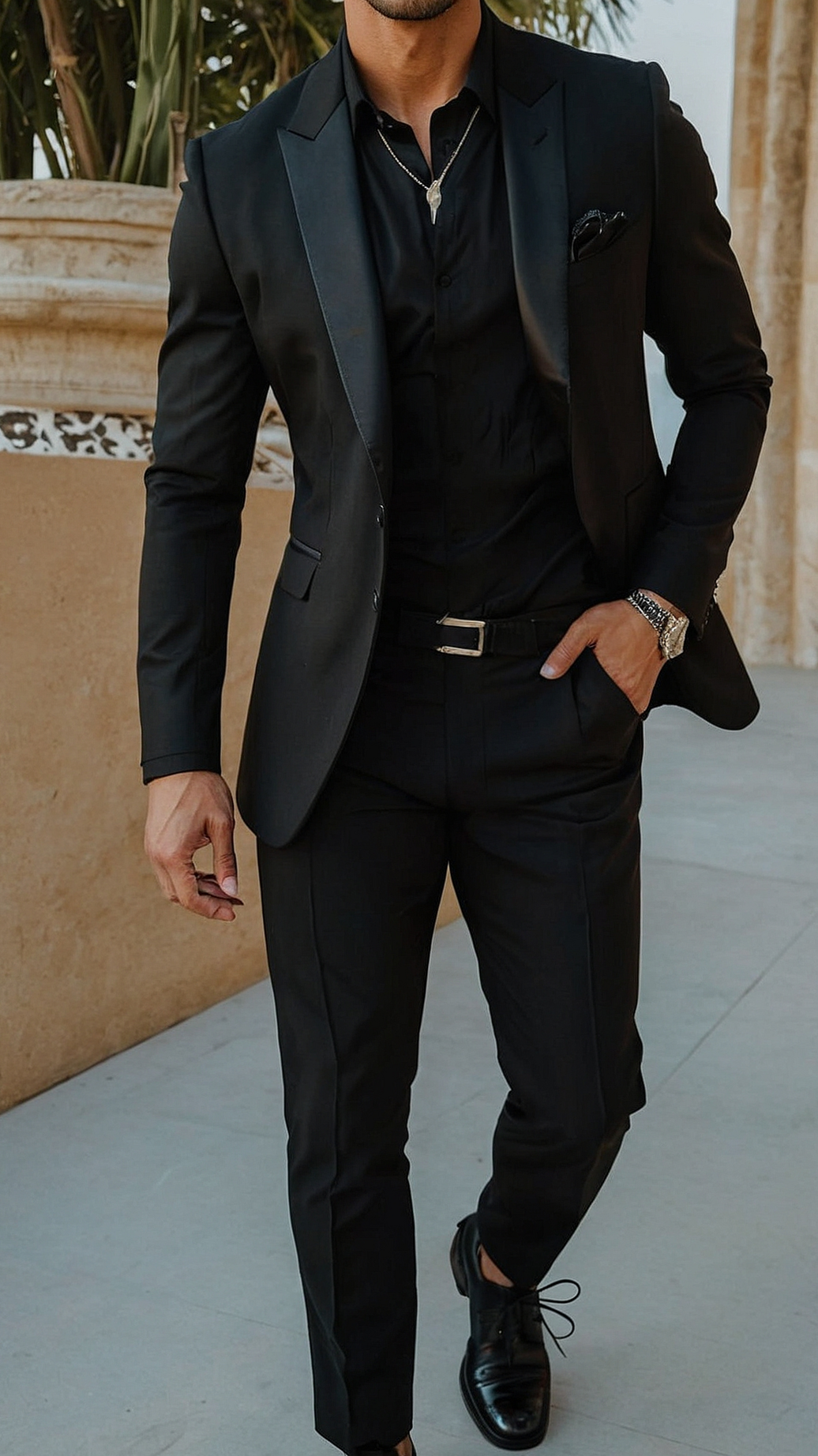 ✦ creative chronicles ✦ Neon Noir: 15 Luxe Men in Black Looks for Couples Hallow 558