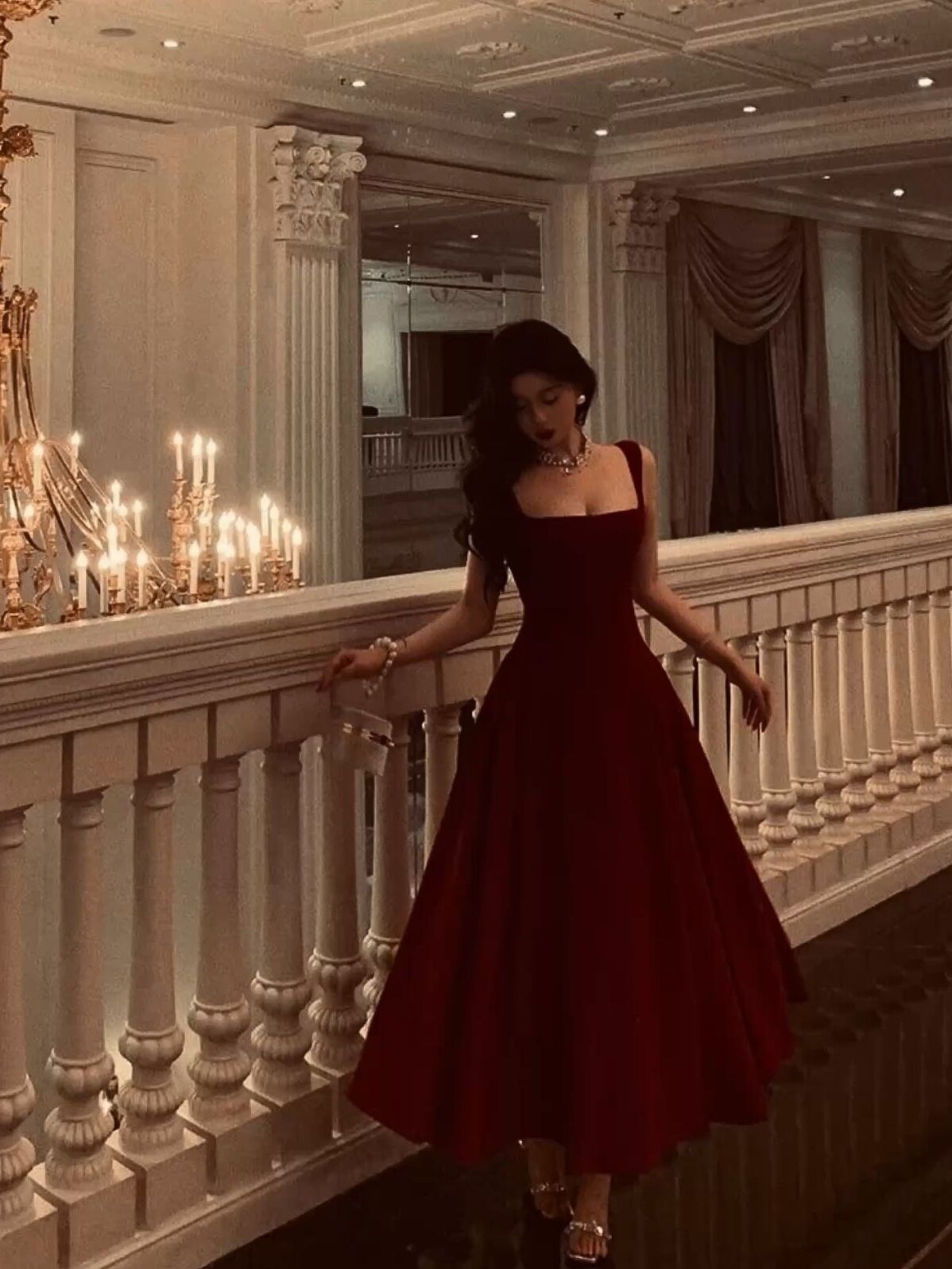 creative luxury feed: Burgundy Ball Gown in Neon Hues, Vintage Glow 🌲 🌵 722