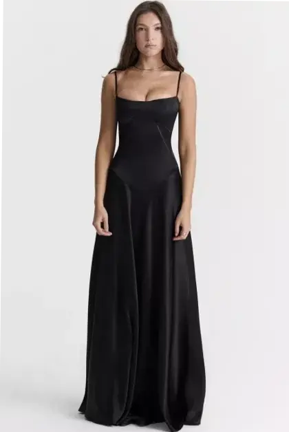 ✦ creative luxury feed ✦ Neon Elegance: Anabella Black Lace Maxi for Midnight Gl 380