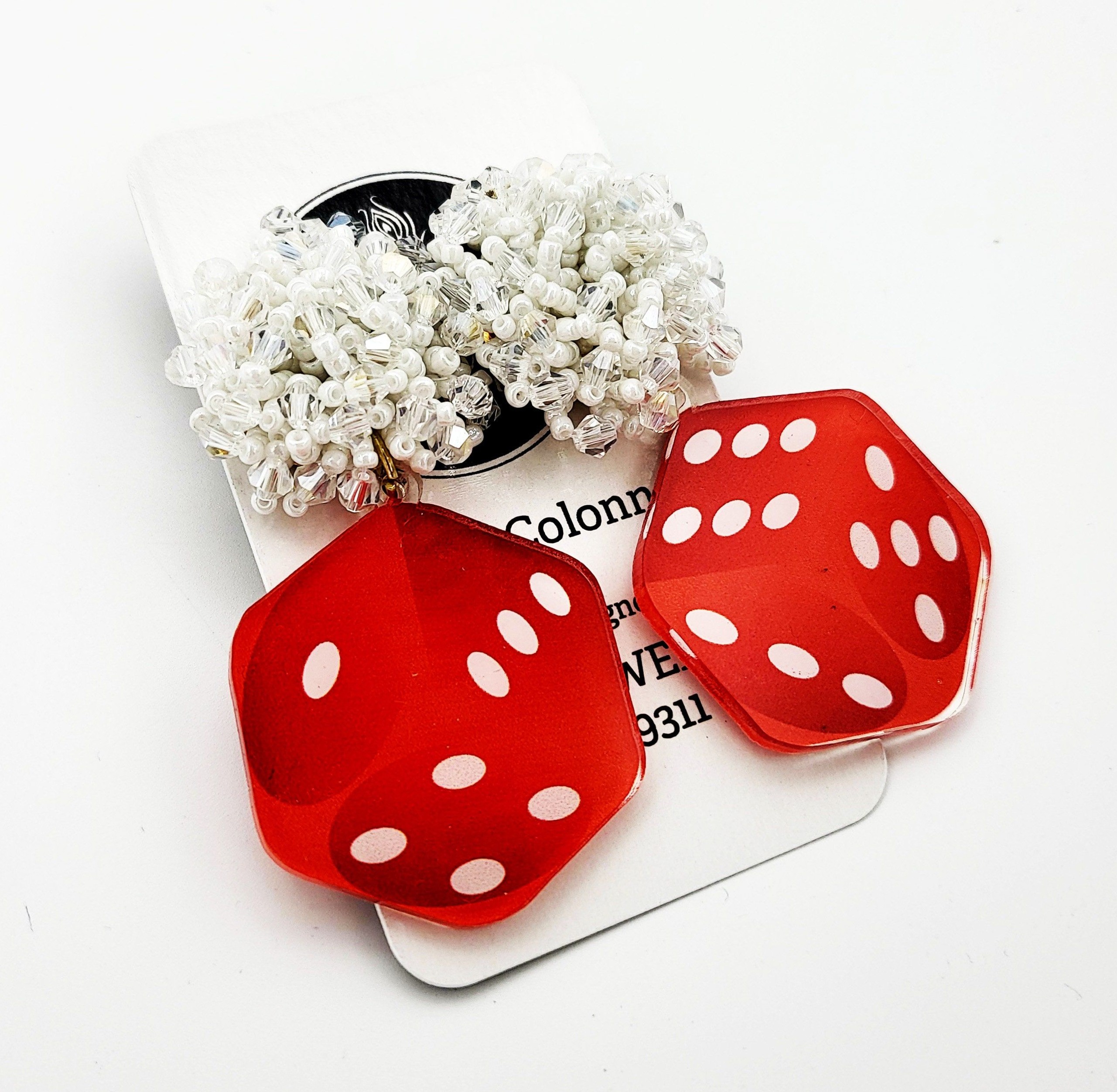 ✦ crystal night dreams ✦ Red Dice Earrings: Neon Night Jewelry Concept 🗝️ 800