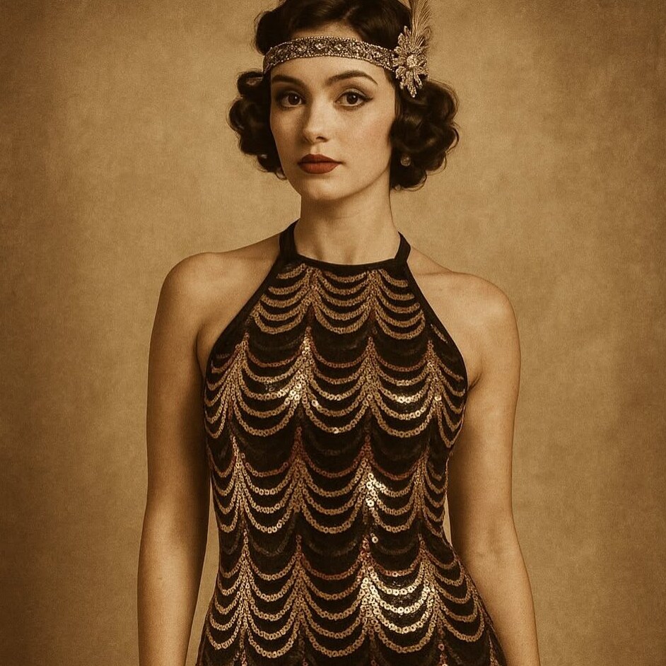 ✨ Crystal Sequin Halter Gown for Size 7 Dolls | Glamour of Midnight Sparkle | de 480