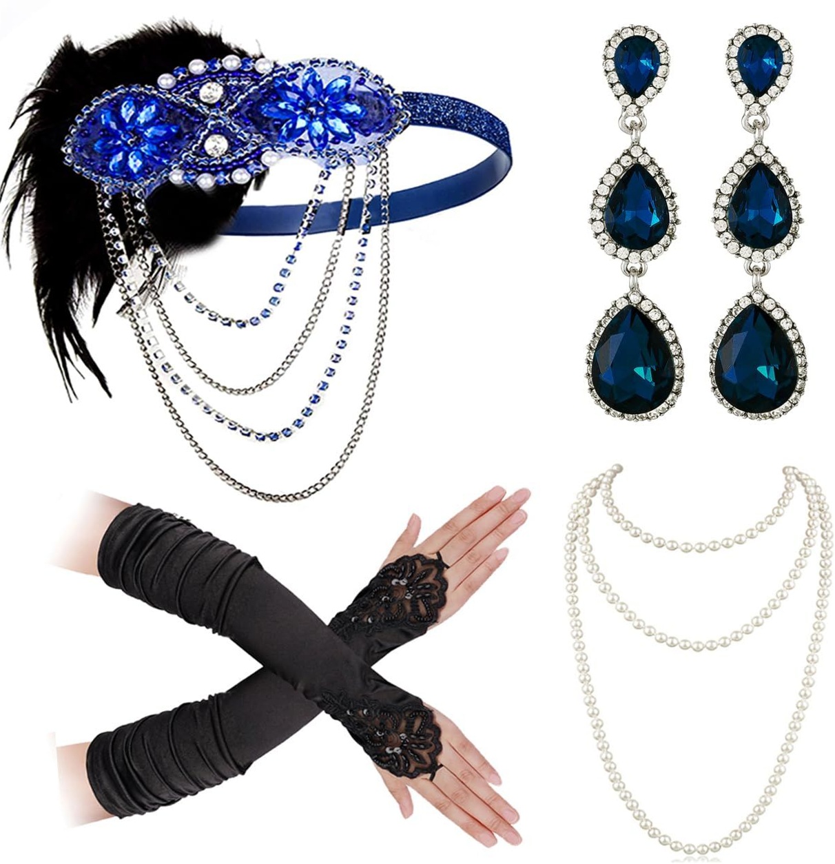 daily dose of beauty • Neon Flapper Glamour: 1920s Headband Set with Art Deco To 347