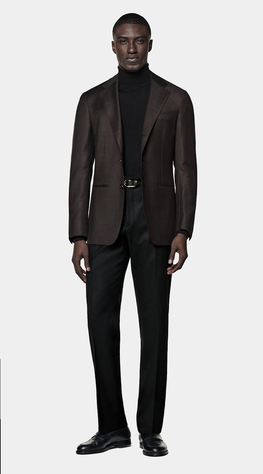 ✨ Dark Brown Houndstooth Havana Blazer with Vintage Neon Sheen | beauty in detai 996