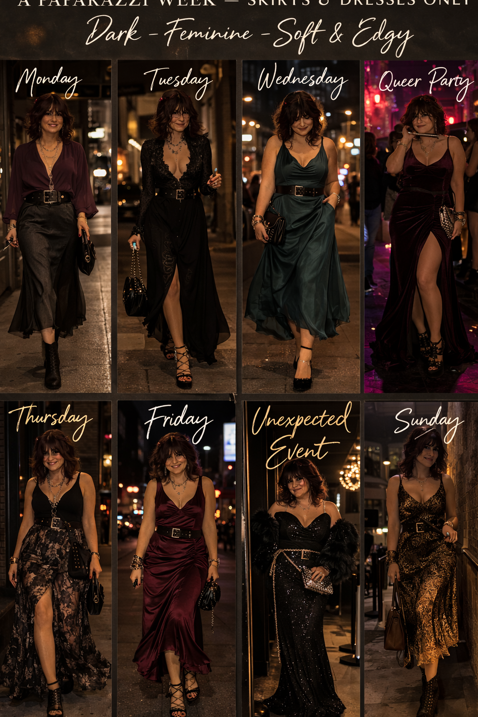 Dark Feminine Glow: Neon Meets Vintage Aura — 🌺 🌲 798