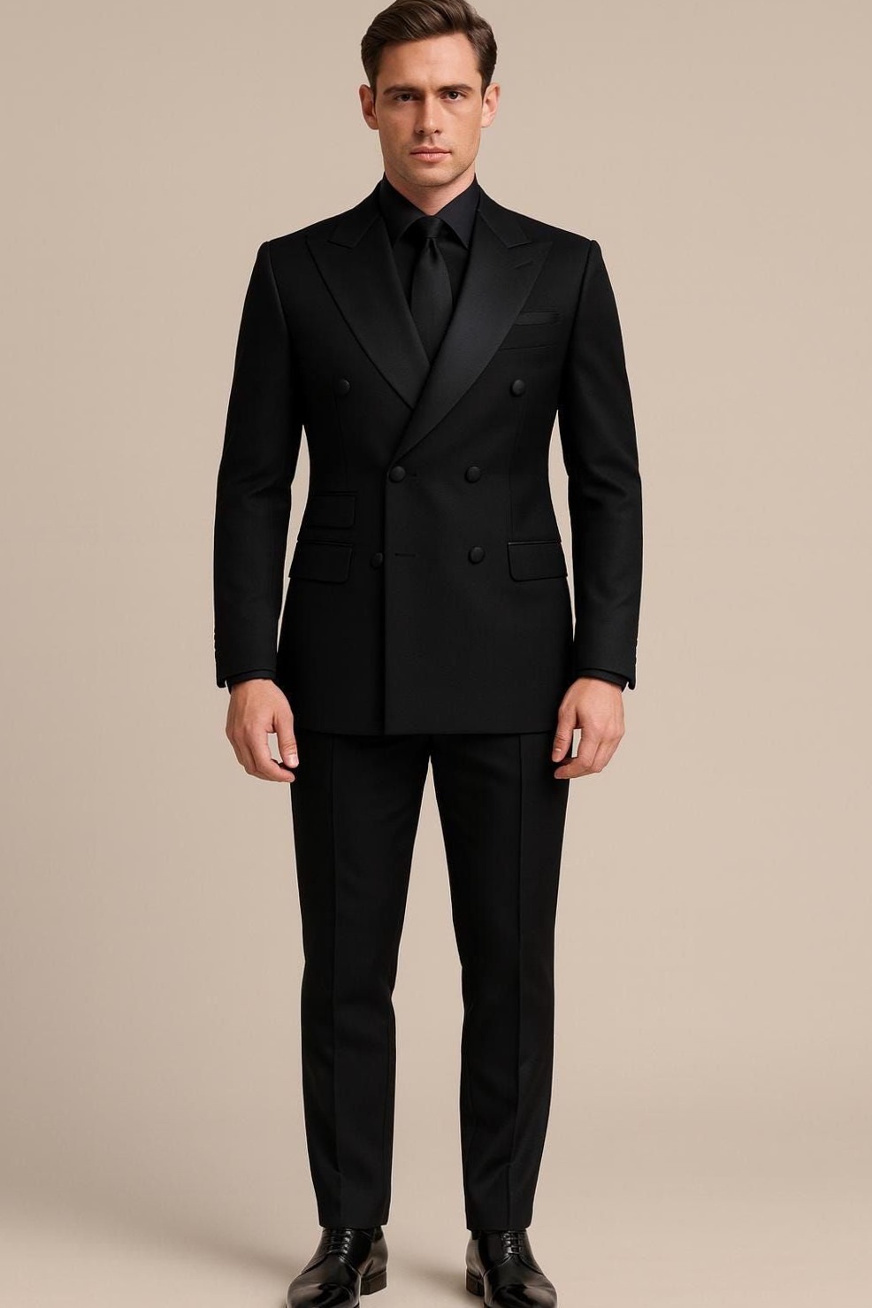 design thinking daily ✧ Black Double-Breasted Two-Piece Men’s Suit | Peak Lapel  591