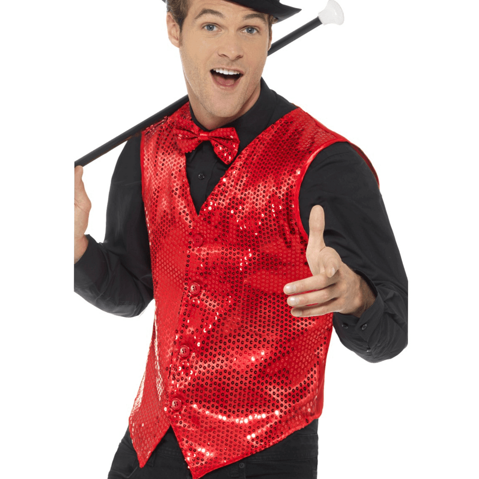digital design vibes: Glamorous Vintage Vest Neon Red Sequins 🏙️ 🛳️ ✈️ 805