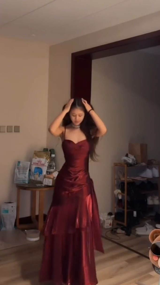 ✨ Elegant Mermaid Prom Gown in Blue Satin with Delicate Spaghetti Straps | cheer 566