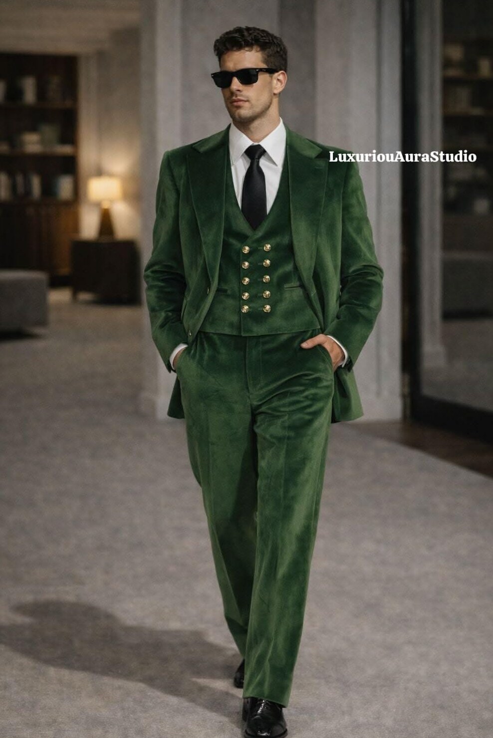 Emerald Neon Dreams: Velvet Suit for Midnight Glamour • 🥂 892