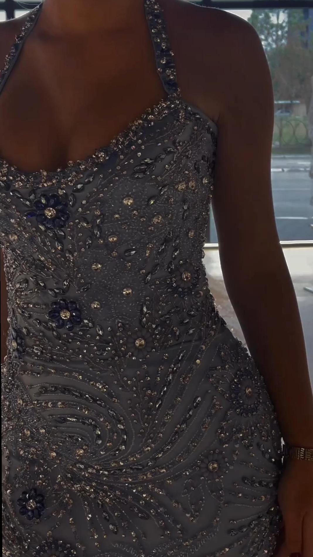 Fuchsia Sheath Dress with Neon Spaghetti Straps and Open Back — 🎞️ 🗝️ 📜 103