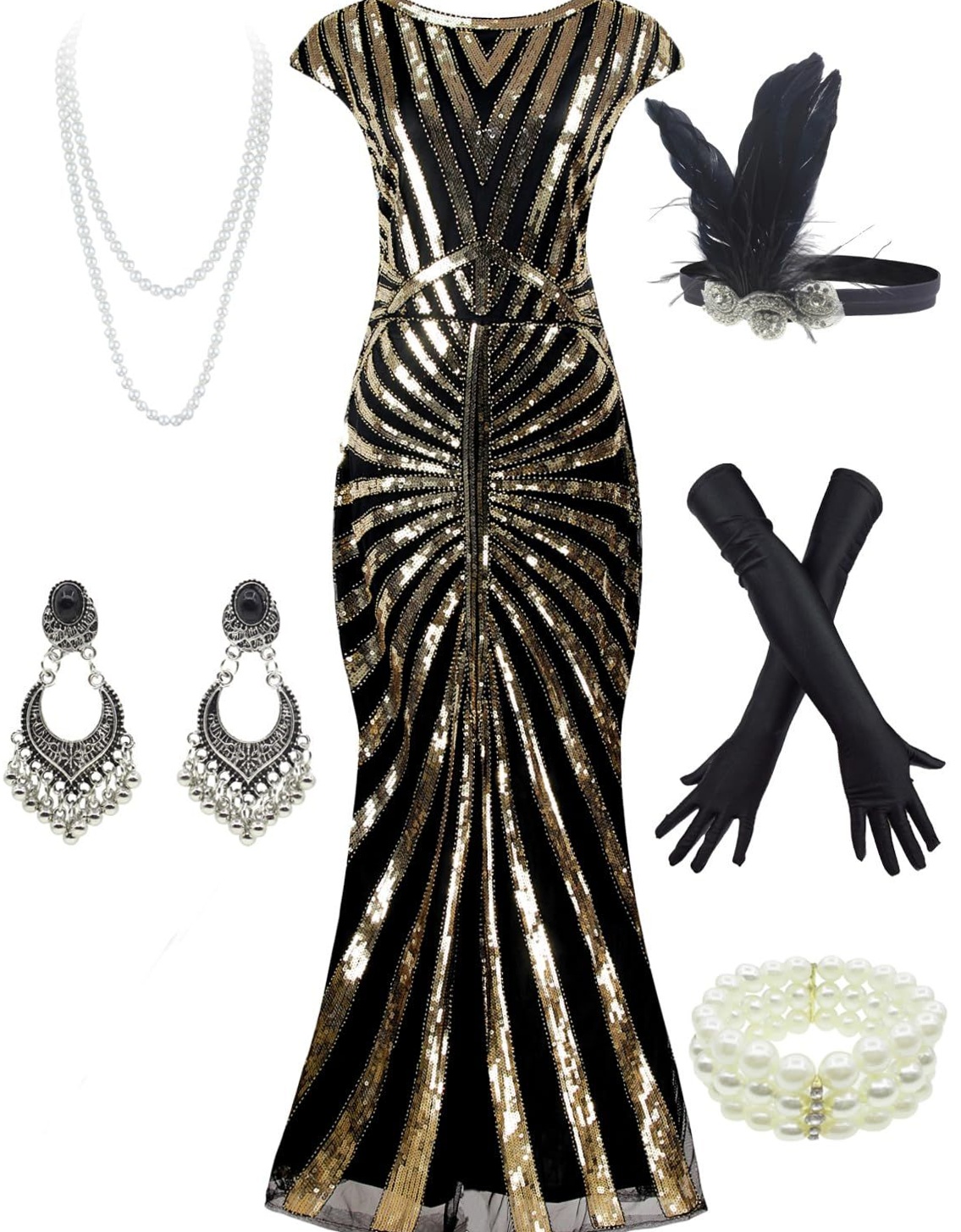🕶️ 👜 Gatsby Glam Sequin Gown with 1920s Neon Art Deco Accents — aesthetic edit 410