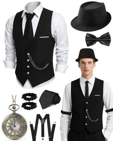 Gatsby-Inspired Menswear: Bold Fedora, Art Deco Glam, Vintage Party Attire | 🌴 c 812