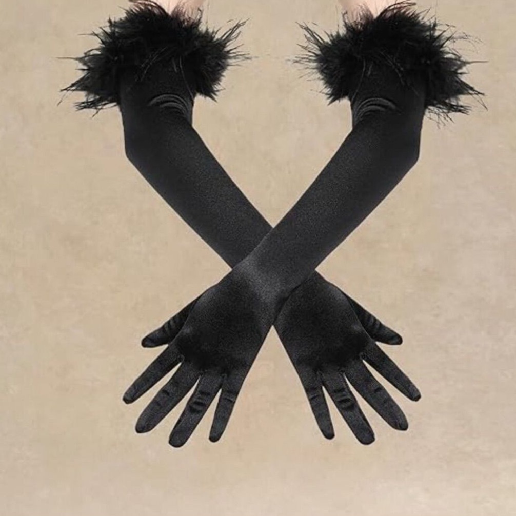 Glamorous Vintage Satin Gloves in Black | Os Size — beauty in details 🥂 💎 291