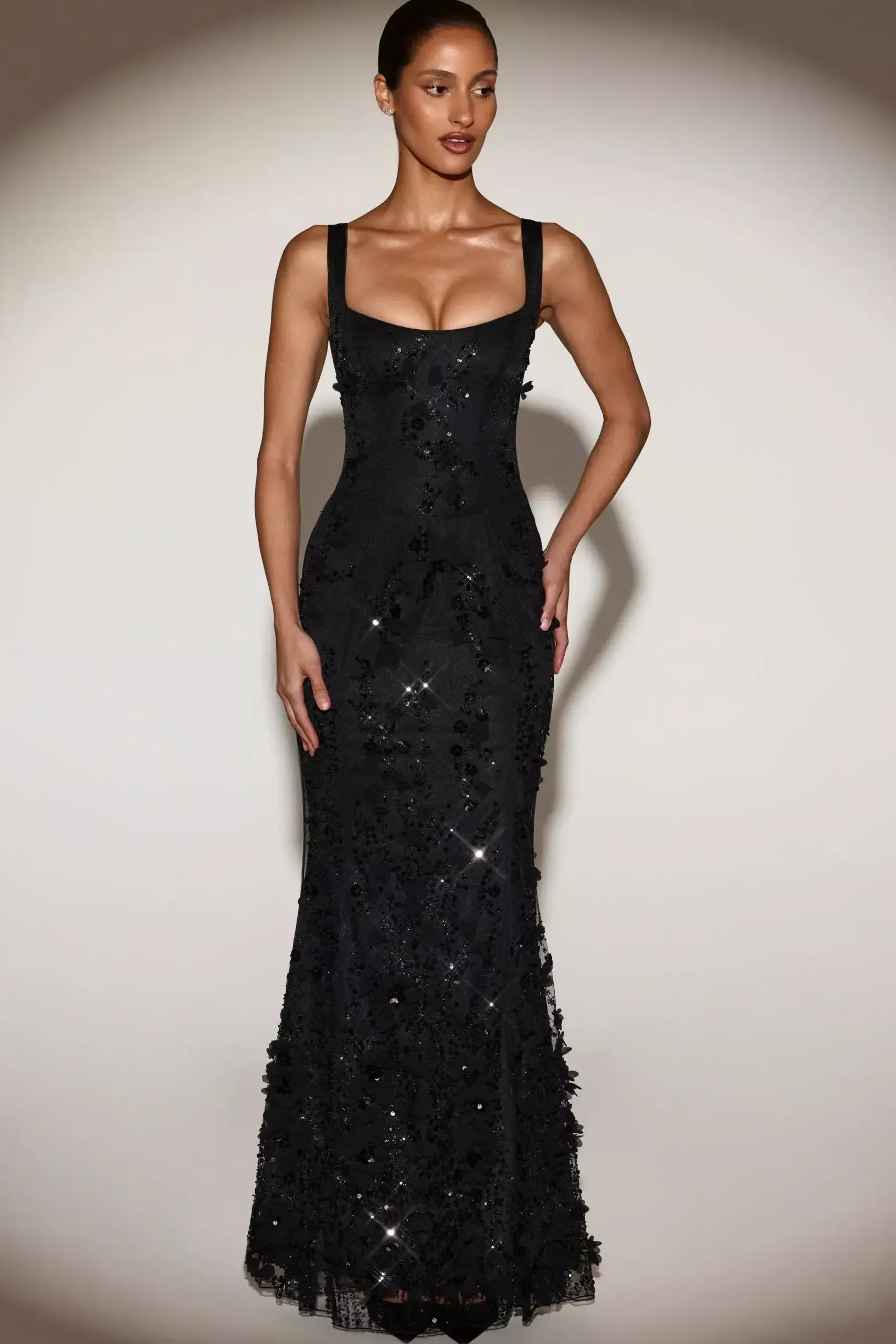 Glittering Corset Gown with Velvet Appliqué and Neon Hints ⟐ creative luxury fee 711