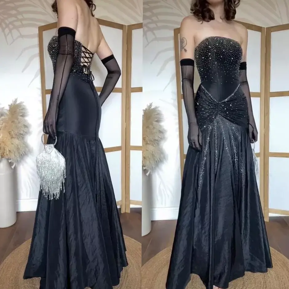 Glowing Beaded Strapless Lace Prom Gown, Vintage Neon Charm ⟐ inspiration inbox 826