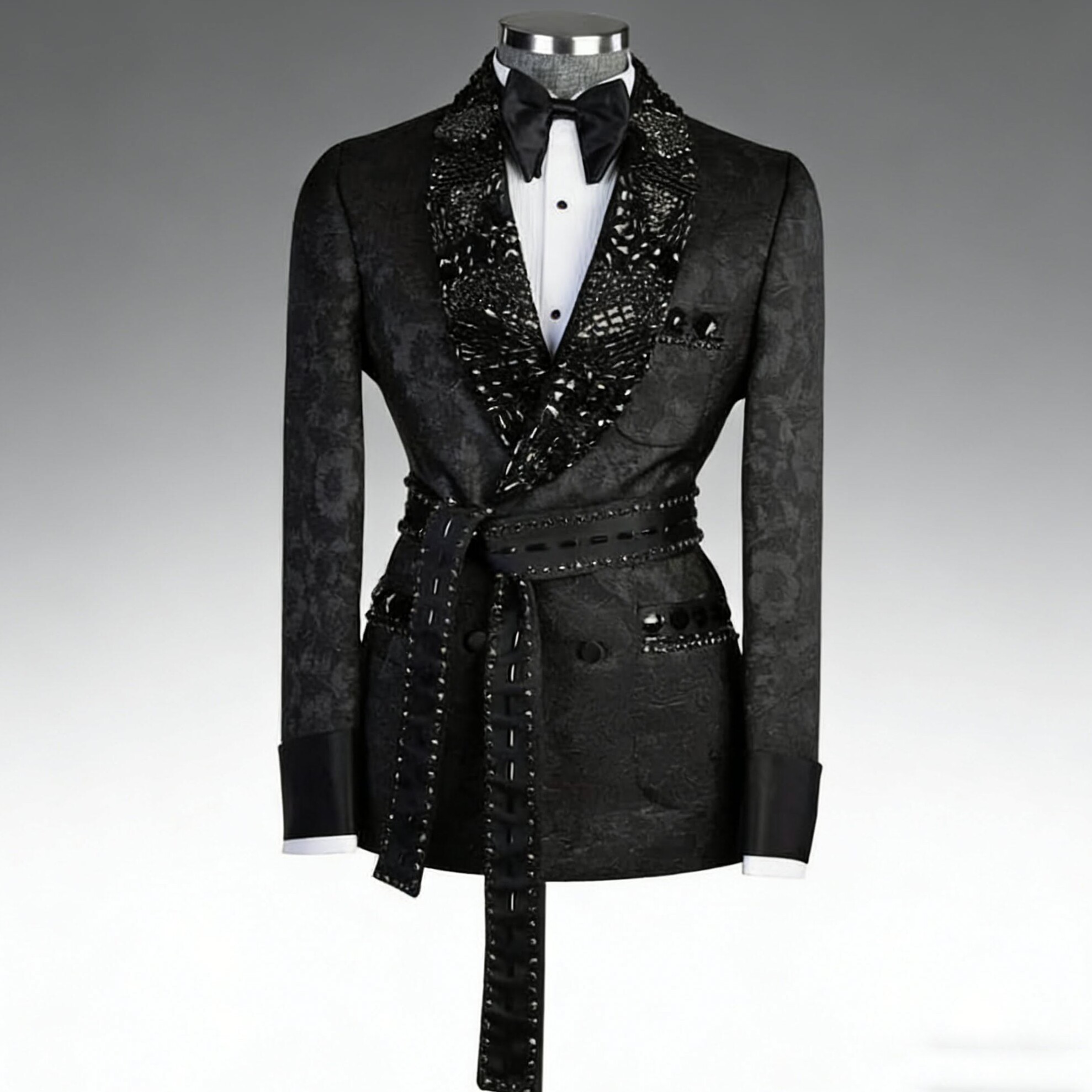 Glowing Crystal Neck Tuxedo for Eternal Groom Style | 🌴 🏖️ electric night energy 624