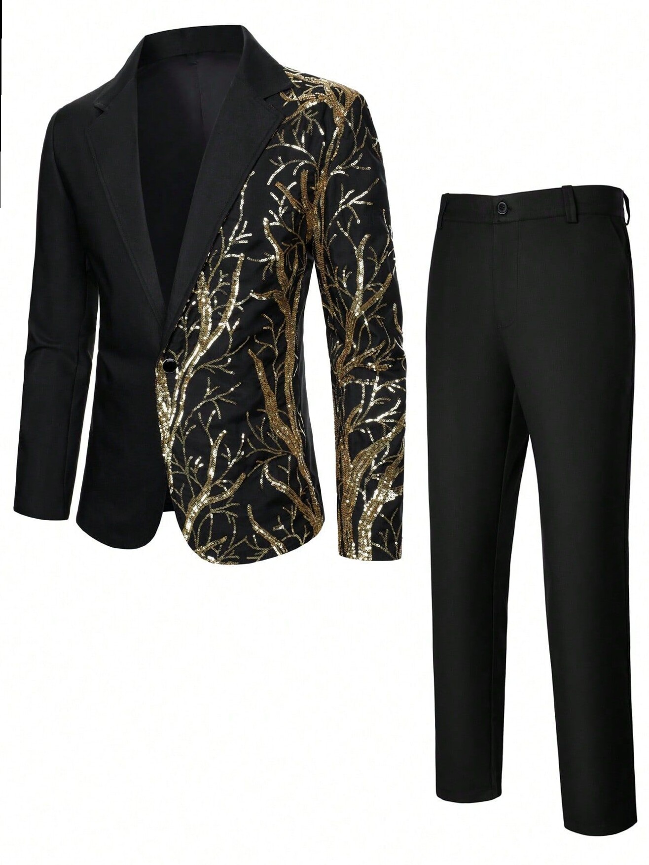 Glowing Heritage Blazer Set With Sequin Patchwork & Tailored Trousers | 🦋 👑 crea 295