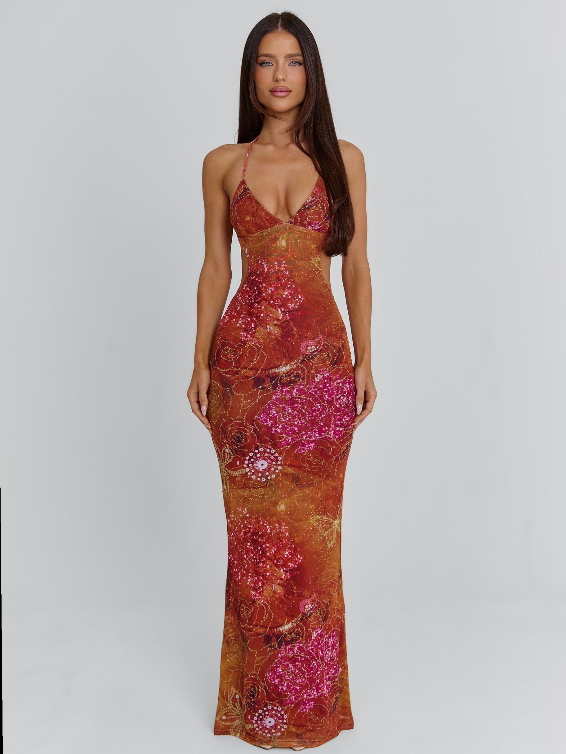 🔮 🎆 ⟡ Golden Crystal Maxi Dress Design | Neon Vintage Aesthetic 967