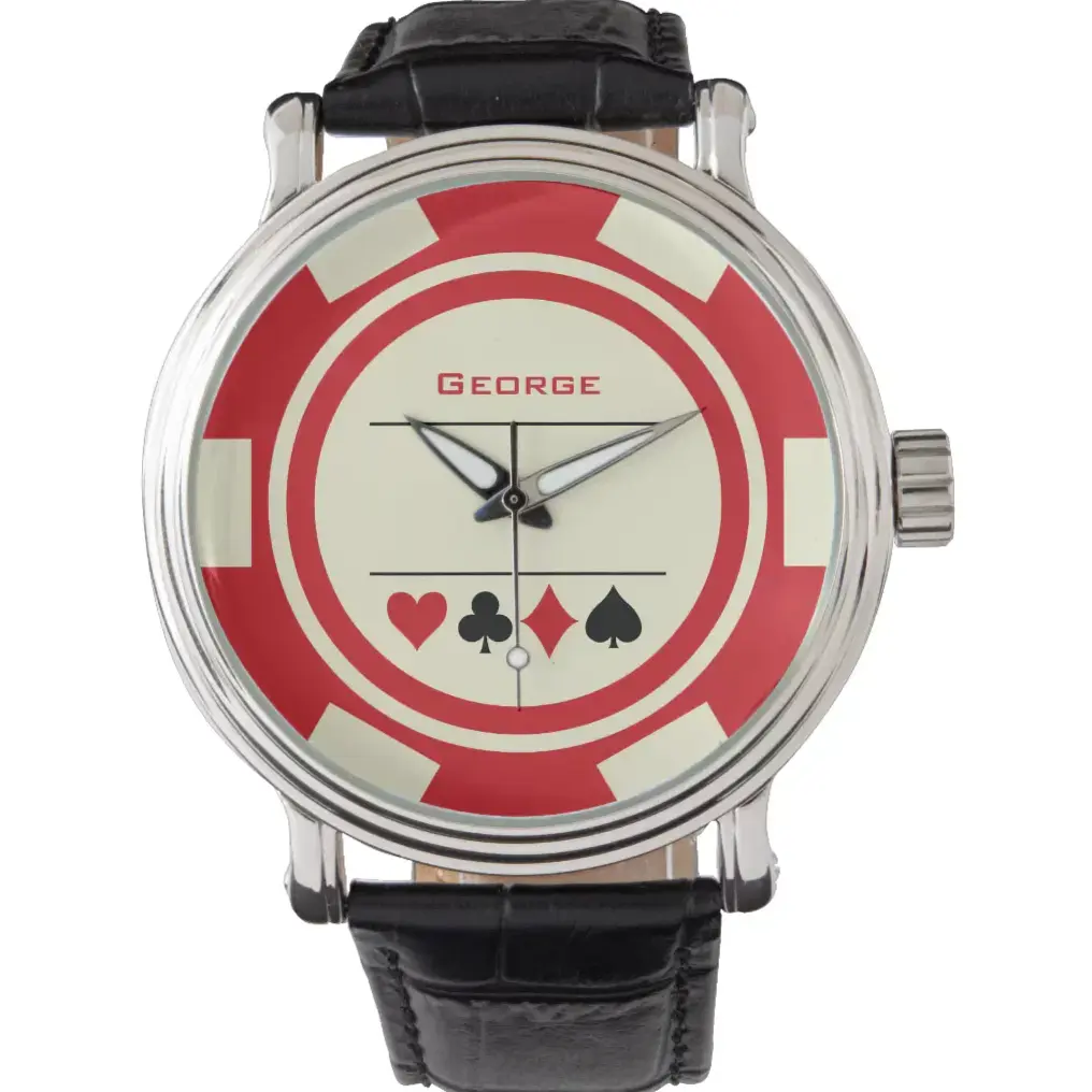 golden hour glow: 🎊 🎀 Neon Elegance: Off-White Poker Watch with Vintage Casino V 269